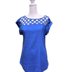 Express Blue Cutout Neckline Blouse – Size S